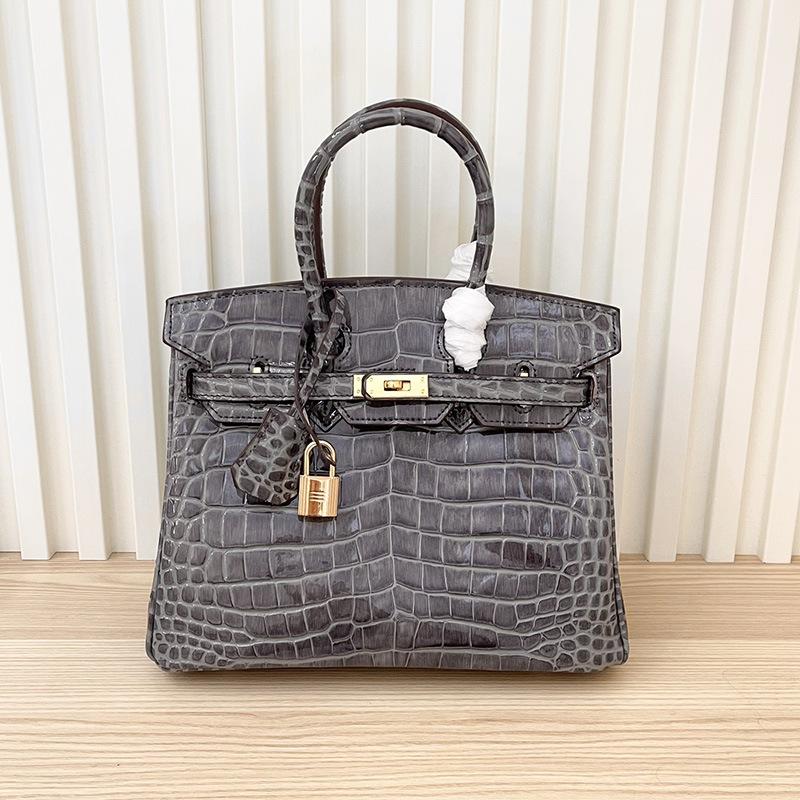 2025 New first-layer cowhide crocodile pattern, cross-border fashion genuine leather women's bags, handbags, shoulder messenger bags