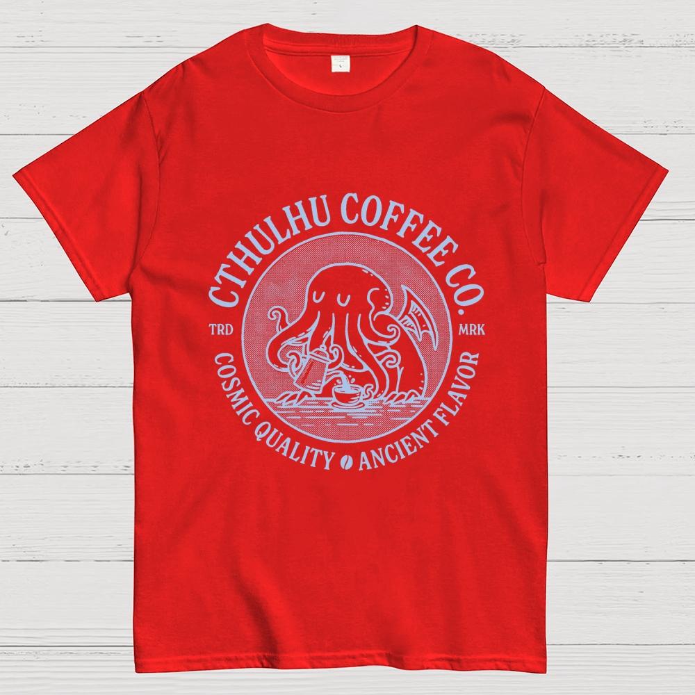 Cthulhu Coffee Co Unisex 100% Cotton Summer Casual Cool Loose T-Shirt