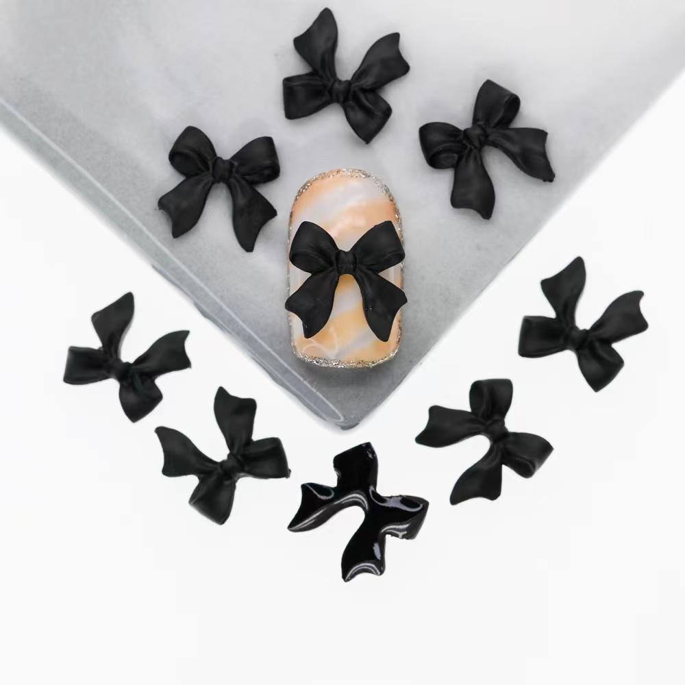 White Ribbon Resin Bow Nail Charm Parts 3D Rhinestone Nail Art Decoration Accessories Supplies for DIY Korean Manicure Design