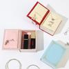 Jewelry Presentation Box with Book Style Flip Lid, Soft Lined Ring Holder Panel and Display Space for Gift Packaging