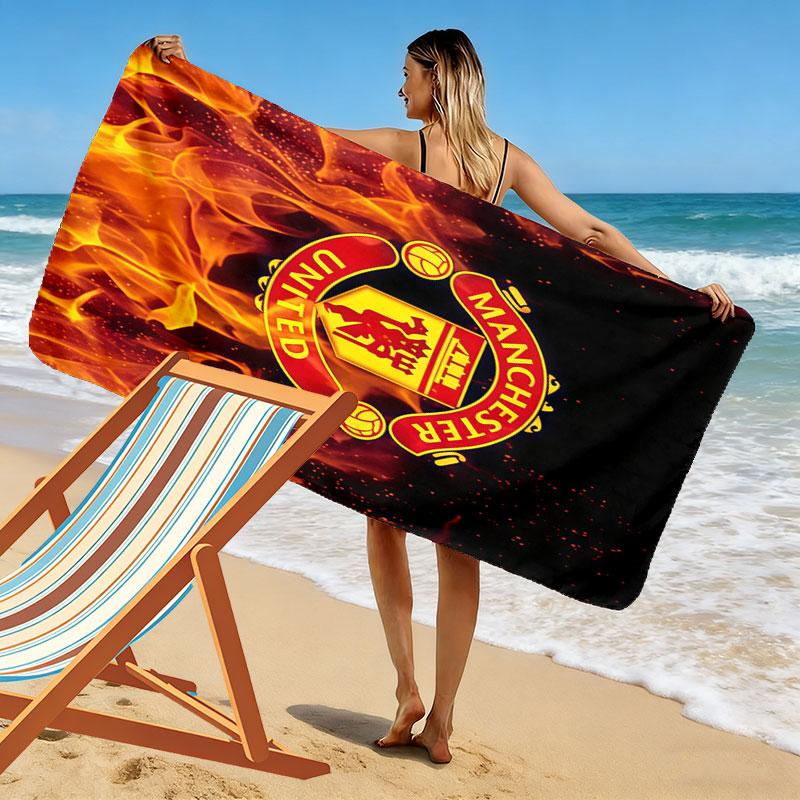Royal MUFC Crown Print Beach Towel, Large Soft Quick Dry Towel for Beach Camping Swimming