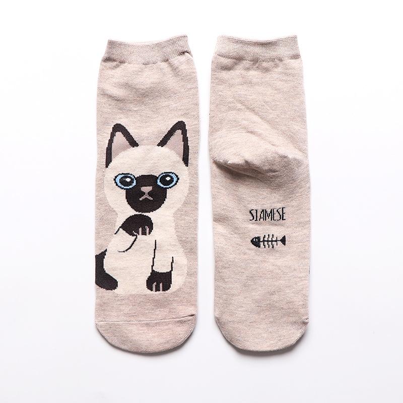 Korea Cartoon Cute Cat Socks Women Cotton Casual Skateboard Style Socks Spring Summer Gift