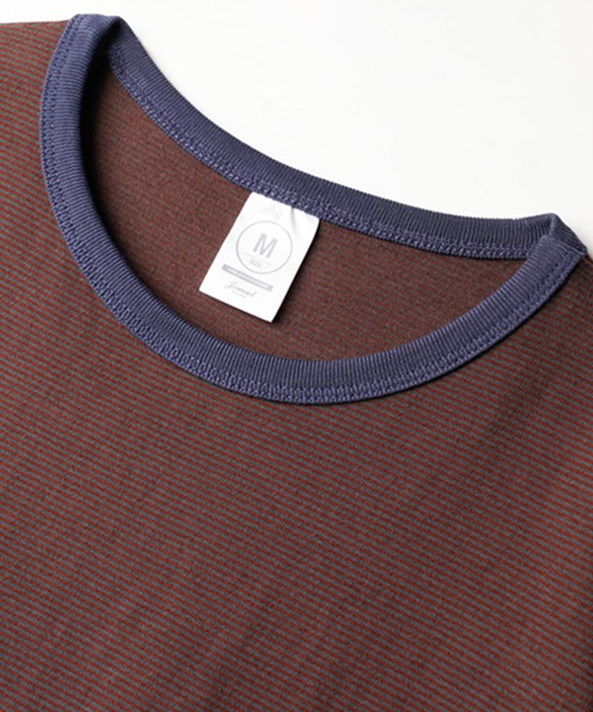 JEMUT Proper Striped Short Sleeve T-Shirt Vintage Brown Oyst2637