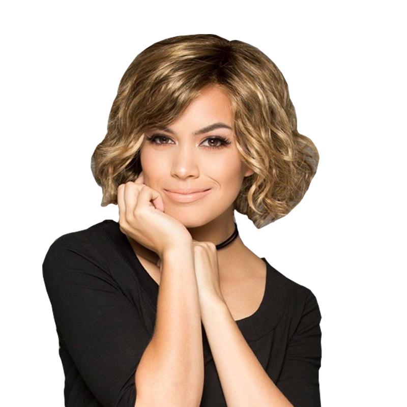 

Женские синтетические короткие пышные светлые парики с омбре, коричневые, золотые парики из натуральных волос, термостойкий парик из волос для белых женщин, ежедневное использование золотистый