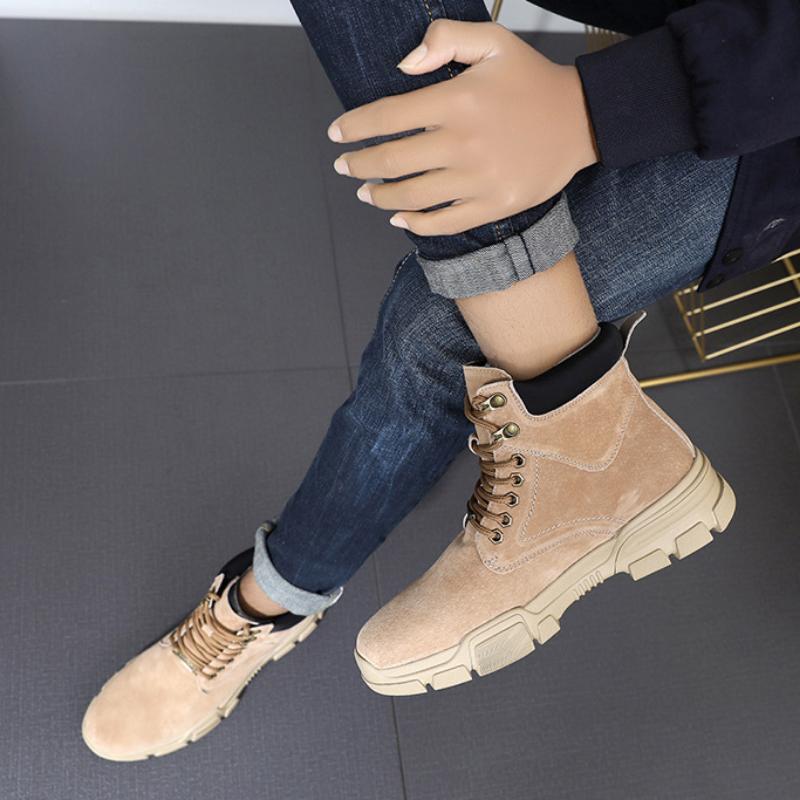 Men's High-top Velvet Spring, Summer and Winter Korean Version Versatile Men's Boots Warm Trend Boots