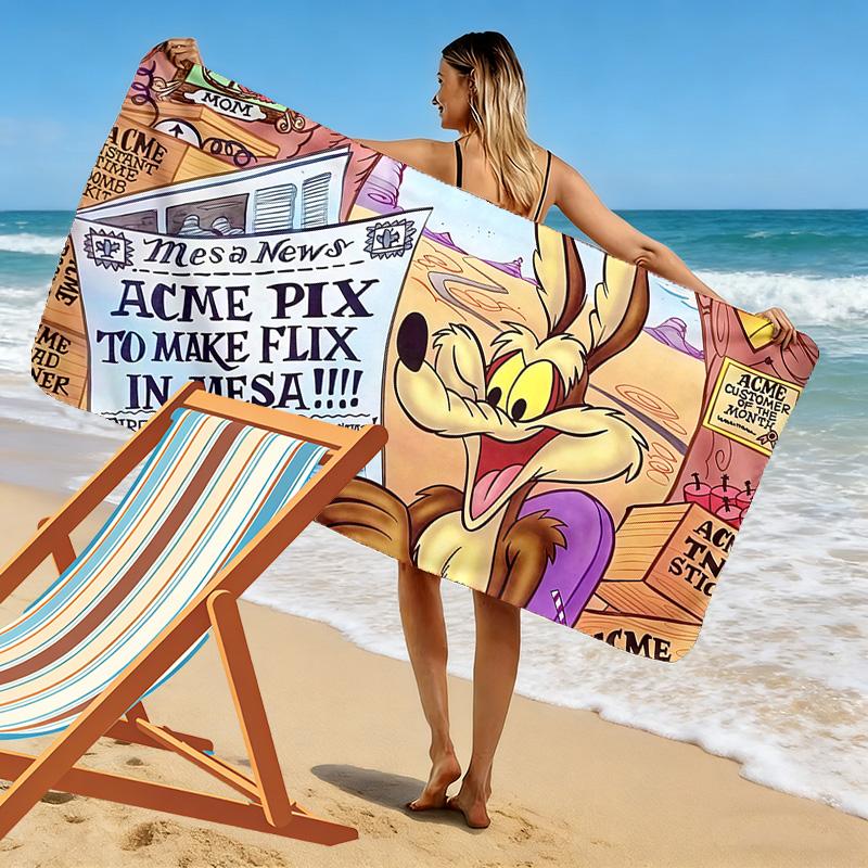 Looney Tunes Print Beach Towel, Large Soft Quick Dry Towel for Beach Camping Swimming