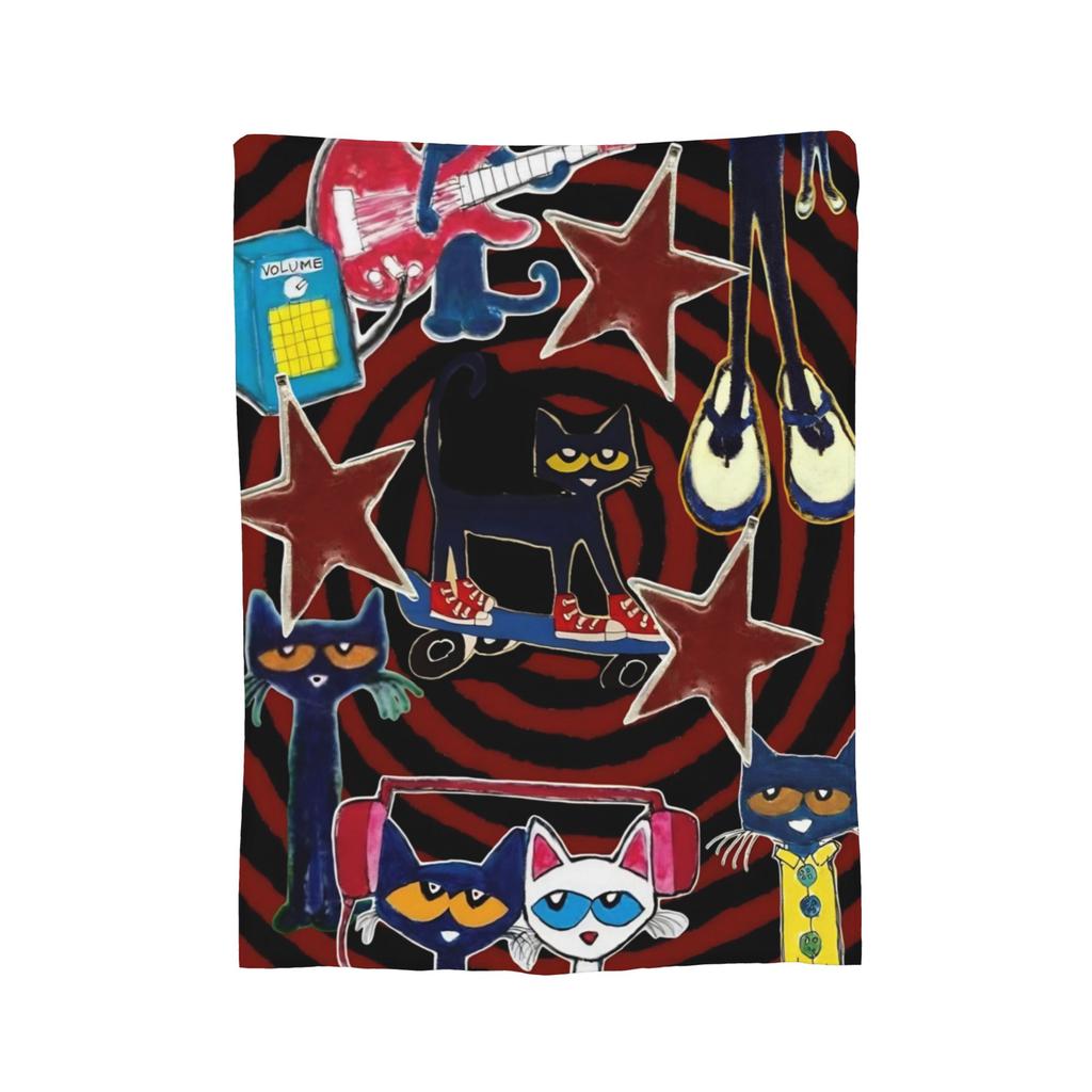 Pete the Cat Cartoon Cat Flannel Blanket Fashion Throw Blankets for Bed Sofa Couch 200x150cm Bedspread