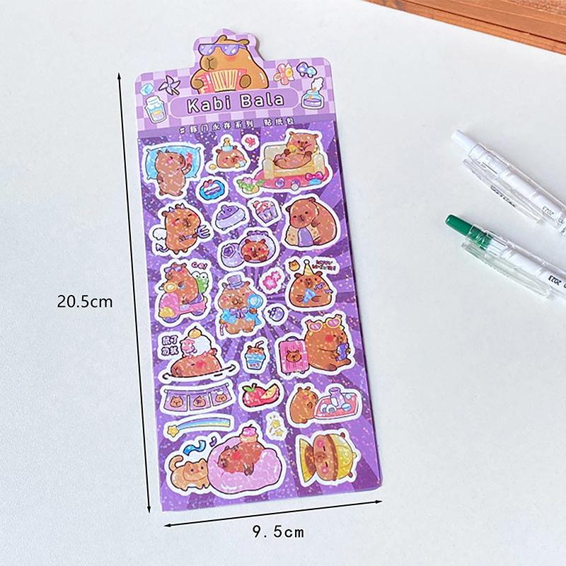 

Наклейки Kawaii Capybara, мультяшные водонепроницаемые съемные наклейки, блестящие наклейки, карманные украшения, наклейки для украшения ручного аккаунта фиолетовый