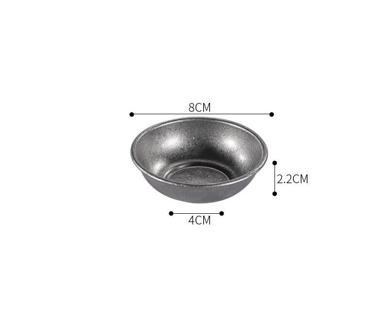 1PC Retro Stainless Steel Sauce Small Dish Round Seasoning Dish Tomato Sauce Cup Dipped in Soy Sauce Small Plate