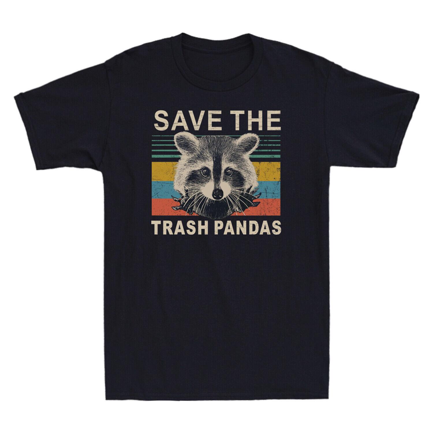 Save The Trash Pandas Funny Racoon Animal Lover Vintage Style Men s T-Shirt Gift XXXXL