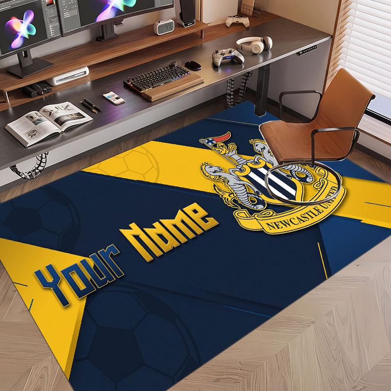 Custom Rug Newcastle United FC Pattern Print Name Text Soft Non‑Slip Floor Carpet for Home Indoor Decoration