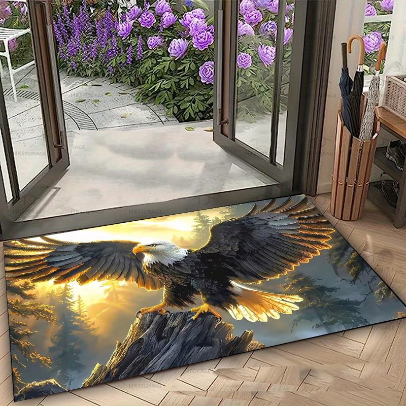 

3D Bald Eagle Sunrise Rug Entryway Doormat Living Room Rugs Non Slip Soft Easy Clean Durable American Style Home Decor Carpet 40X60cm