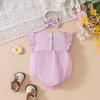 0-18M Neugeborenes Baby Mädchen Outfits Niedliche 3D Strick Blumen Sommerkleidung Säugling Fliegenärmel Bubble Strampler Stirnband Kleidung