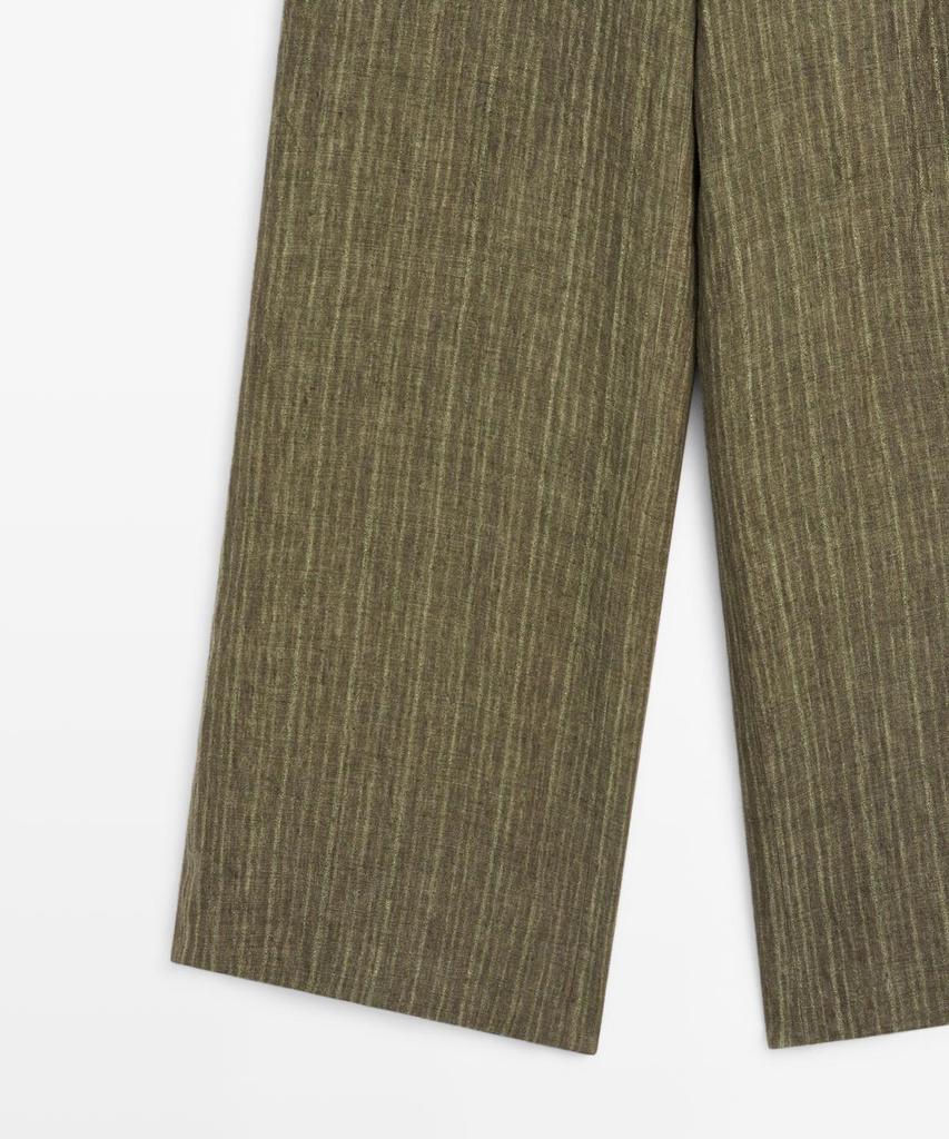 Masimodutti Corset Belt Detail Total Look Linen Pants