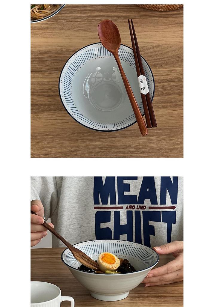 Muni Retro Ceramic Ramen and Noodle Bowl with Conical Hat Design