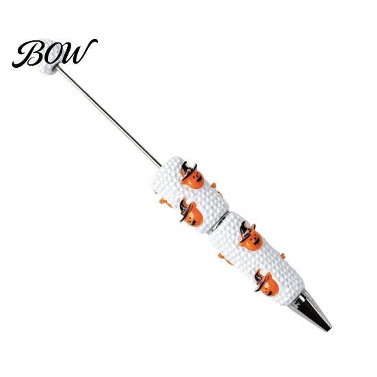 Smooth Writing Beaded Pens Halloween Rhinestone Beadable Pen, DIY Sparkly Cat Pumpkin Ghost Plastic Handmade Gift Glitter Black Ink Ballpoint Pen for