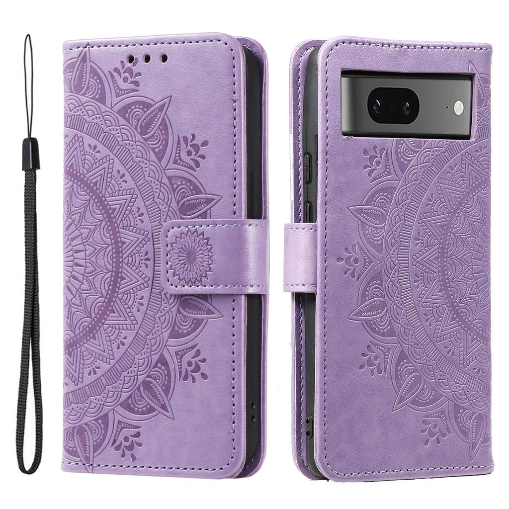 Leather Phone Case for Google Pixel 8,Stand Wallet Mandala Flower Pattern Phone Cover