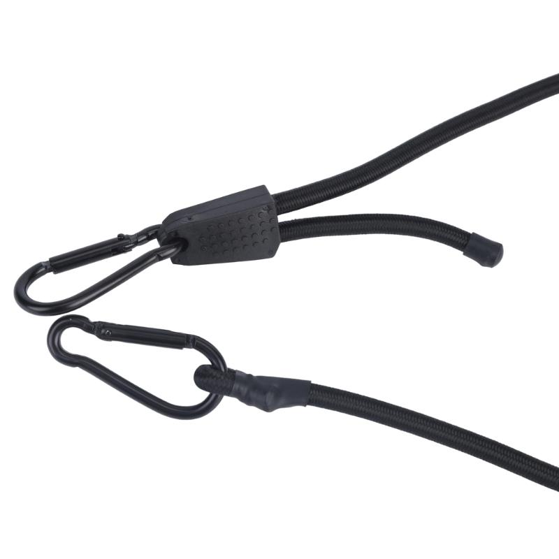 Latex Fastening Cord with Metal Spring-Gate Ends, Black Stretch Tie Down for Tool Grouping and Garage Organization