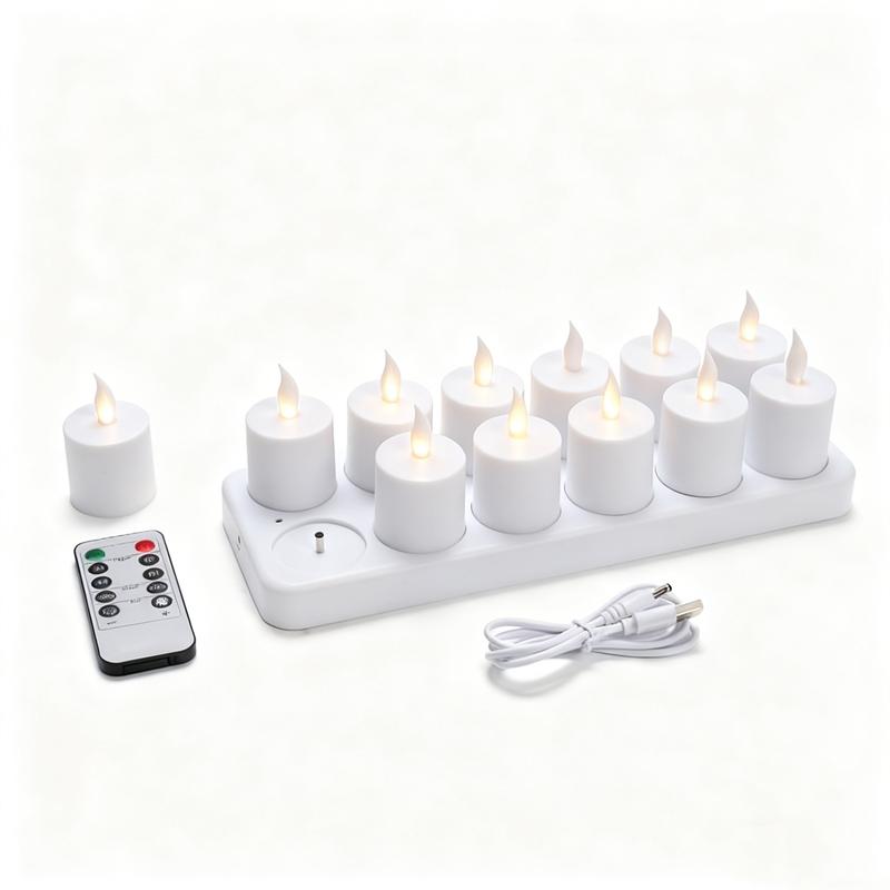 4/6/12Pcs LED Flameless Tea Light Candles USB Rechargeable Battery Operated Fake Candles For Wedding Valentine Home Party Decor