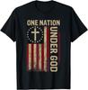 Eine Nation unter Gott Flagge 4. Juli Patriotisches Christliches T-Shirt