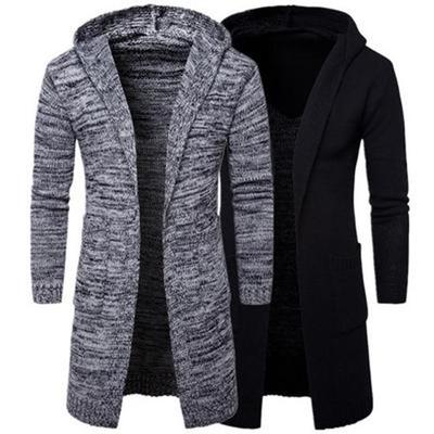 Męski sweter Długi sweter z kapturem Sweter z kapturem Płaszcz z dzianiny Swetry 2 kolory