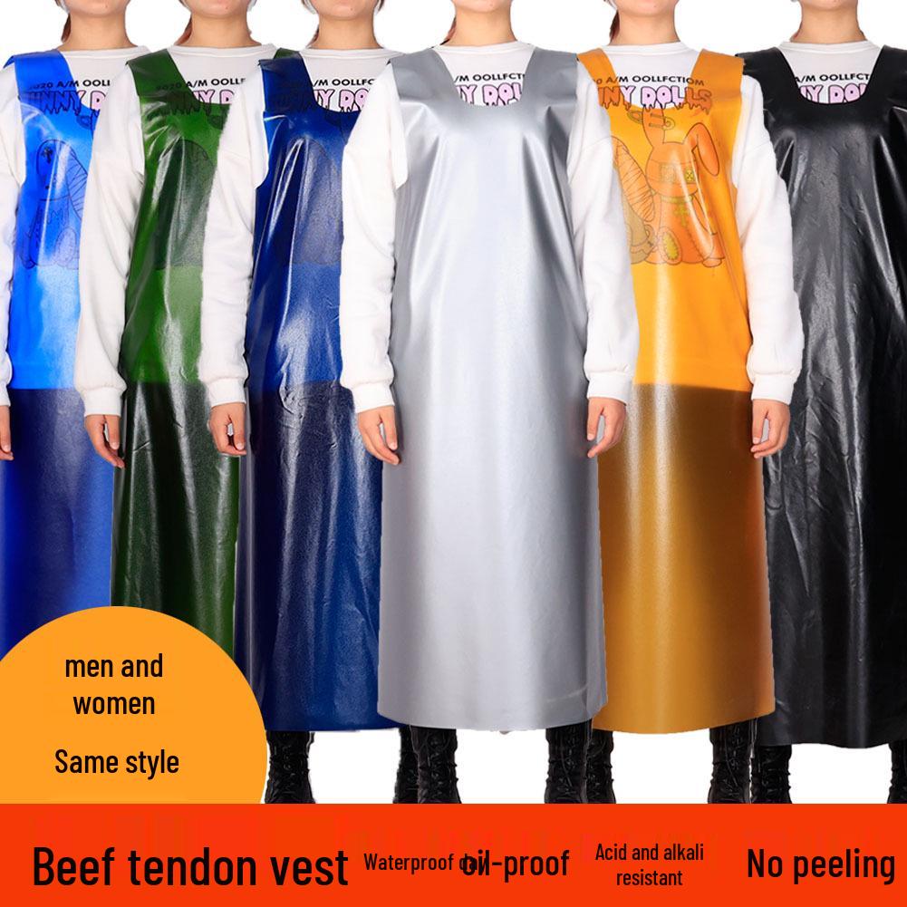 Extended Waterproof & Oil-Resistant Work Apron for Aquatic Product Slaughter
