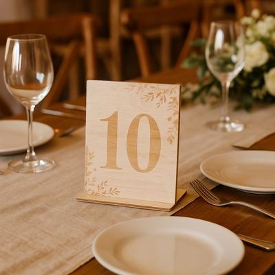 10pcs 1-10 Numbers Wooden Table Numbers Reusable with Base Holder Rustic Table Signs Vintage Elegant Place Card Holders