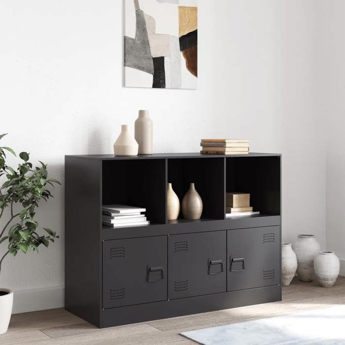 VidaXL Buffet noir 99x39x73 cm acier, armoire, placard, buffet haut, armoire latérale, armoire de rangement, organisateur de 841787