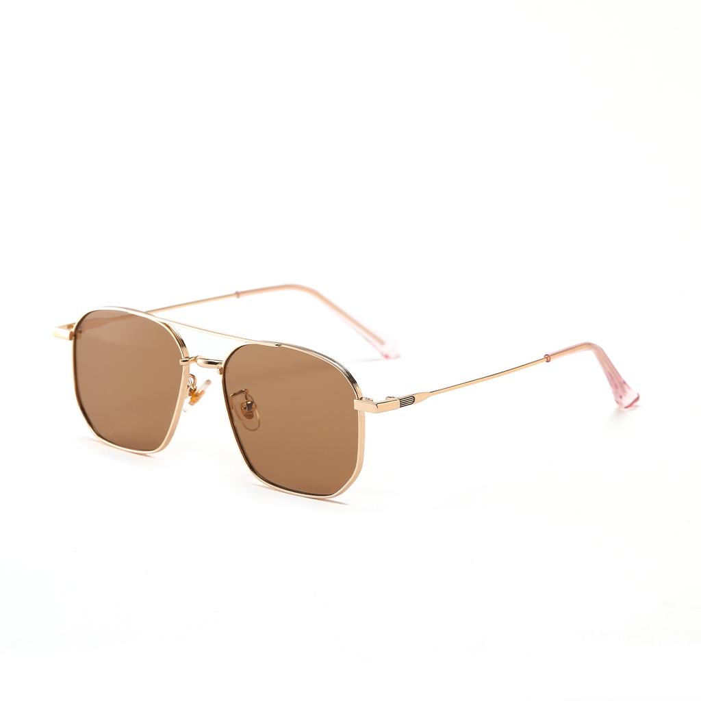 Fine Frame Metal Sunglasses Female Double Beam Toad Glasses Color Film Gradual Change Sunglasses Men'S Glasses