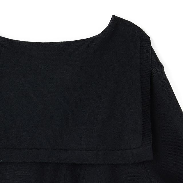 LAP Sailor Collar Contrast Pleated Knit Dress Ar1Wo220
