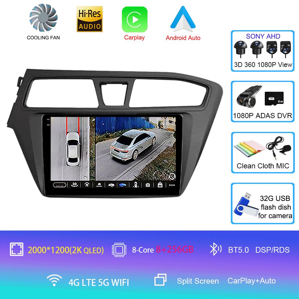 Android 14 WIFI+4G Car Radio For Hyundai I20 LHD 2015 2016 2017 2018 Stereo GPS Carplay Auto Multimedia Video Player 360 Camera