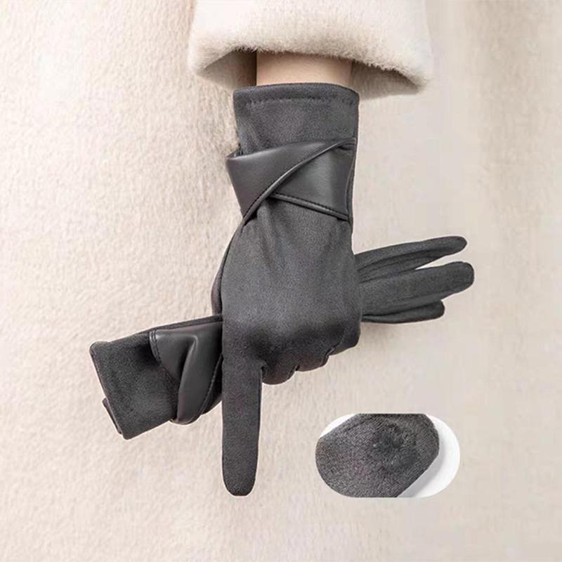 Women's Gloves Suede Winter Warm Velvet Touchscreen Gloves Elegant Touch Screen Gloves For Riding Driving Keep Warm Outdoor