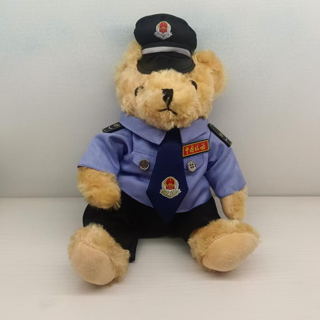 Poliția rutieră urs păpușă jucărie de pluș urs polițist urs locomotivă urs călăreț de fier ursuleț de pluș păpușă cadou