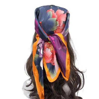 Seiden-Quadrat-Schal Damen Hals Haarband Strand-Hijab Kopftuch Kopf Stirnbänder Bandana Weiblich Foulard 70cm