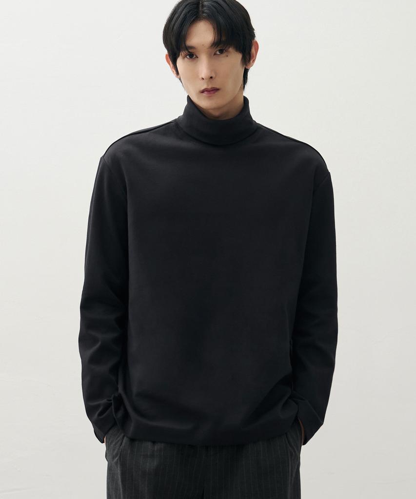DRAW FIT Turtleneck High-Vent Layered T-Shirt [Black]