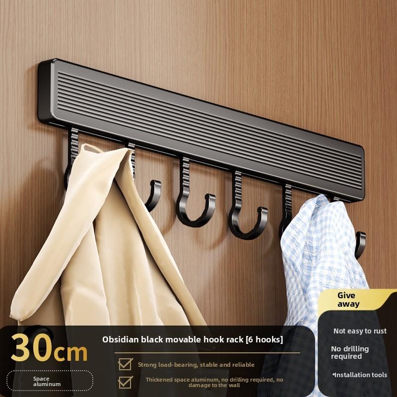 Space Aluminum Wall Hook Set With Strong Adhesive No Drilling Suitable For Bathroom And Closet Storage