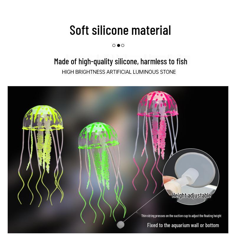 Fluorescent Silicone Jellyfish Decorations for Fish Tanks - Small, Medium, Large Sizes Available