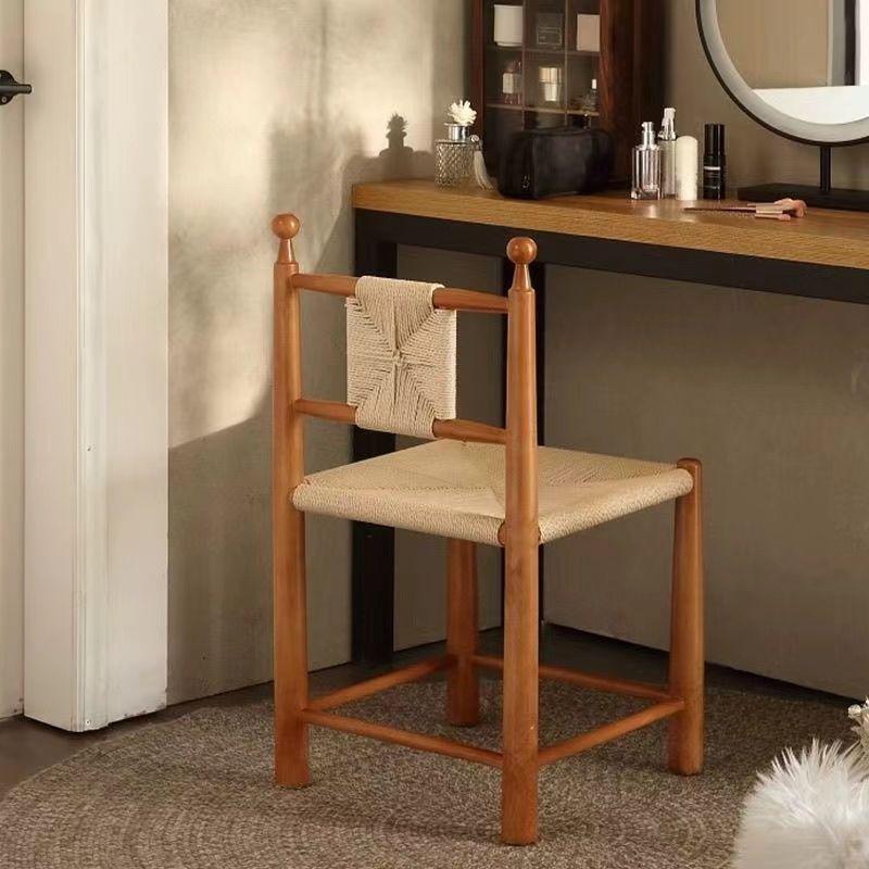 Vintage Solid Wood Rattan Dining Chair - Simple Home, Cafe, and Leisure Backrest Chair