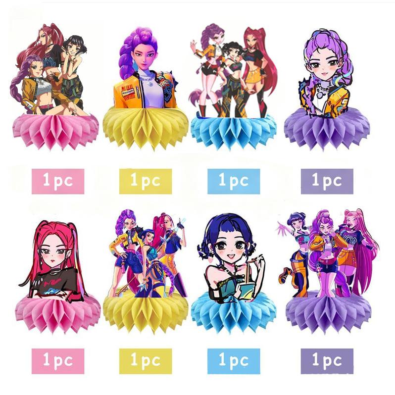8pcs Anime Figures Decorations Children Birthday Party Honeycomb Ornaments Desktop Decoration Props Gift Party Decorations