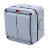 Outdoor Light Switch 20A Weatherproof IP66 Water Proof 2 Gang 2 Way Dual Exterior Electrical Control with Indicator