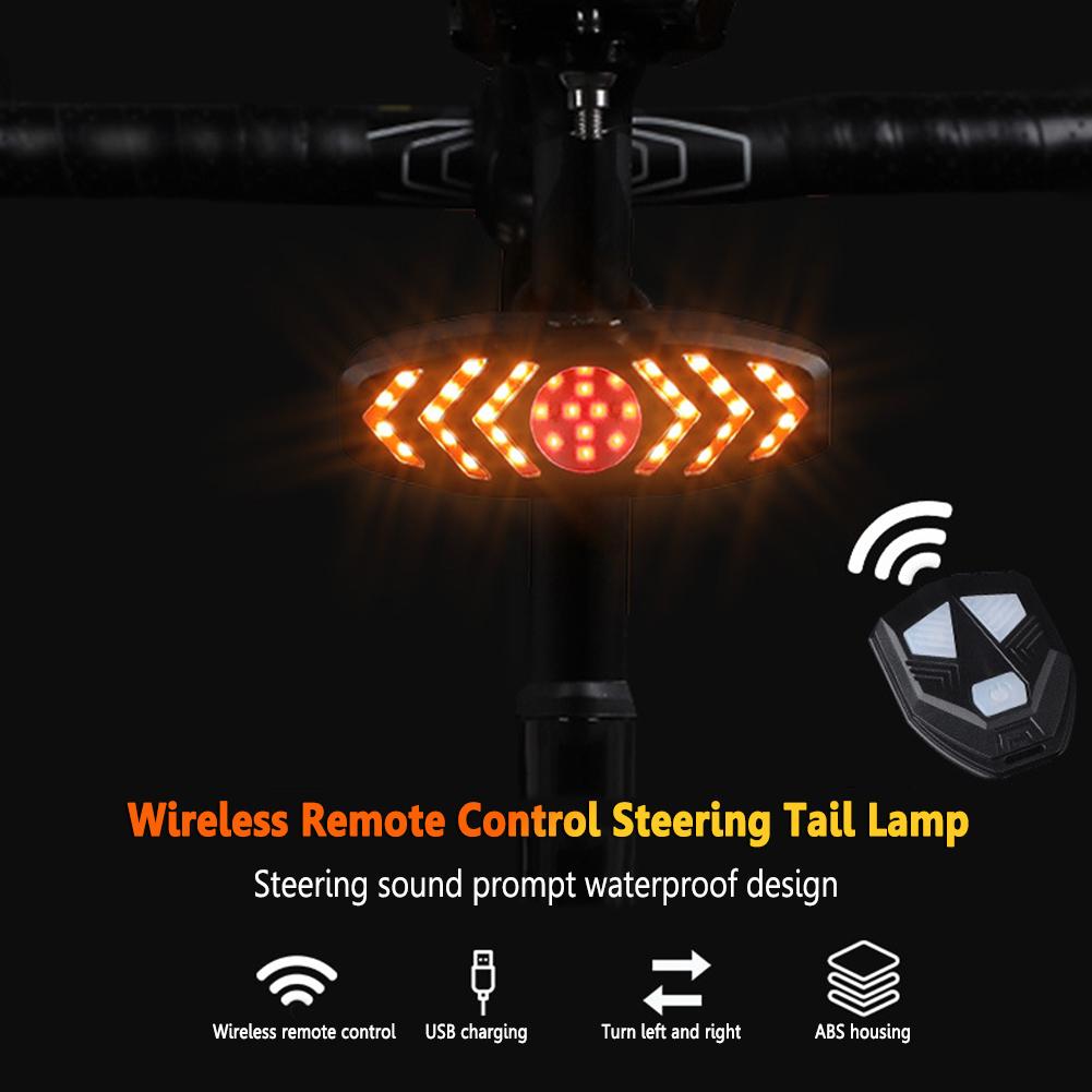 Wiederaufladbare Warn-Fahrradlichter mit Blinkern, Fahrrad-Rücklicht mit kabelloser Fernbedienung für Nachtfahrten