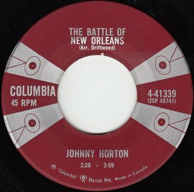 7inch Record JOHNNY HORTON - The Battle Of New Orleans / All For 441339 Columbia 1959 Canada Pop Used