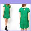 Elegant Lace Dress European Style Flared Short Sleeve Dress High Waisted