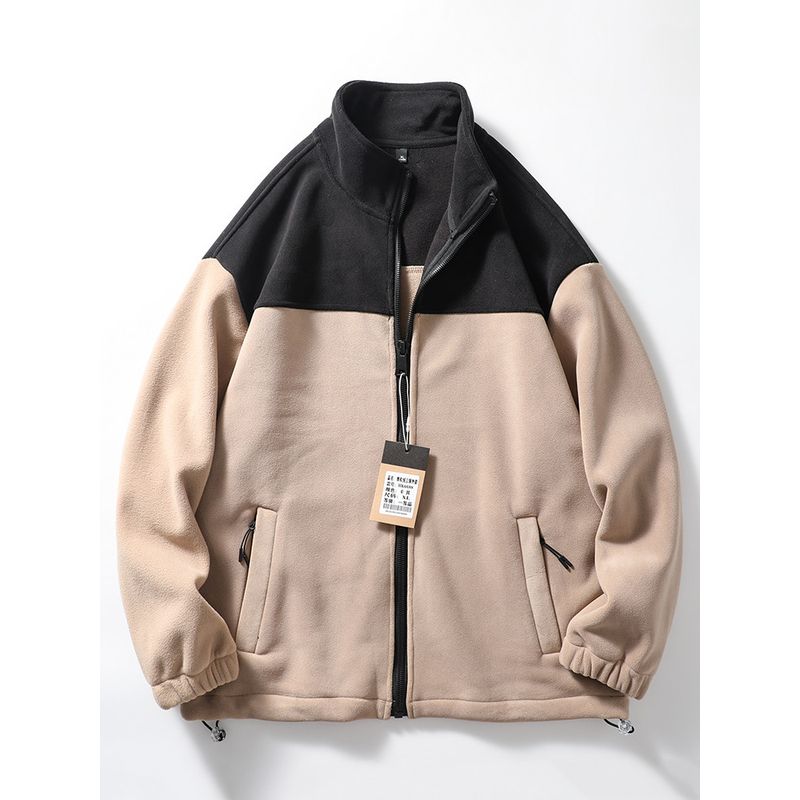 Men's Double-Sided Fleece Jacket Thickened Polar Fleece and Fleece Clothing Jacket Export Men's Stand Collar Cardigan Zipper Sweatshirt