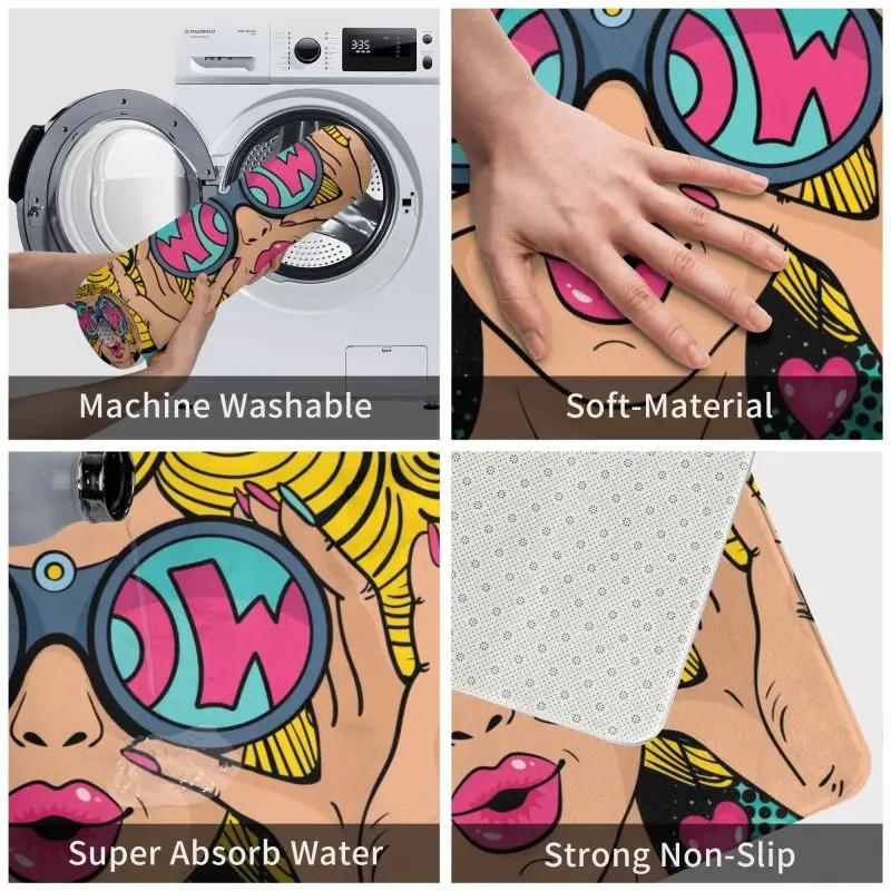Personnalisé Wow Pop Art Sexy surpris dame paillasson antidérapant entrée cuisine salle de bain sol porte tapis dessin animé fille tapis