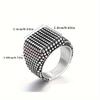A Classic Non-fading Punk European and American Men's 304 Stainless Steel Willow Stud Ring Retro Personality Hip Hop Ring