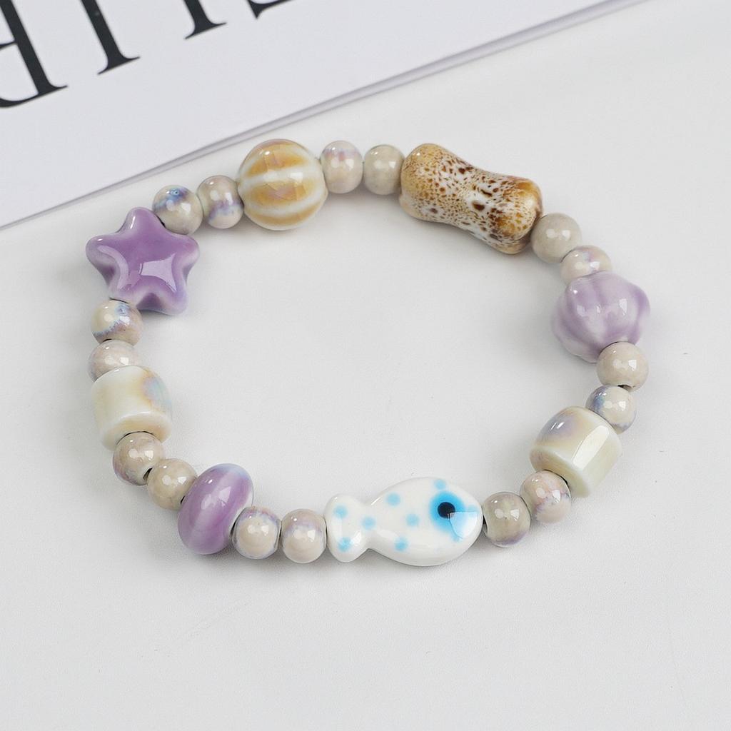 Ceramic beaded bracelet small fresh ancient style national style simple bracelet summer