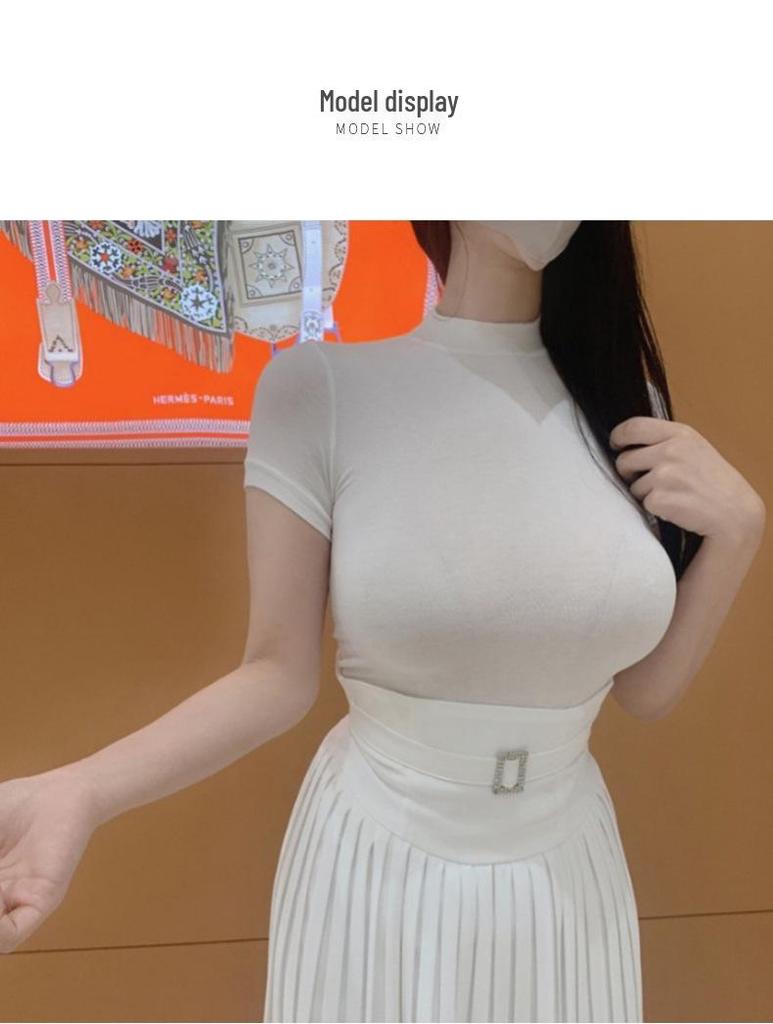 Dongdaemun Sexy Semi-Sheer Tight-Fit Short-Sleeve T-Shirt
