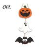 Ghost Festival Celebration Decor Halloween Wooden Hanging Ornament, Jack-o'-Lantern Bat 3-Tier String Door Hanger, Cute Pumpkin Wall Wood Sign Pendant