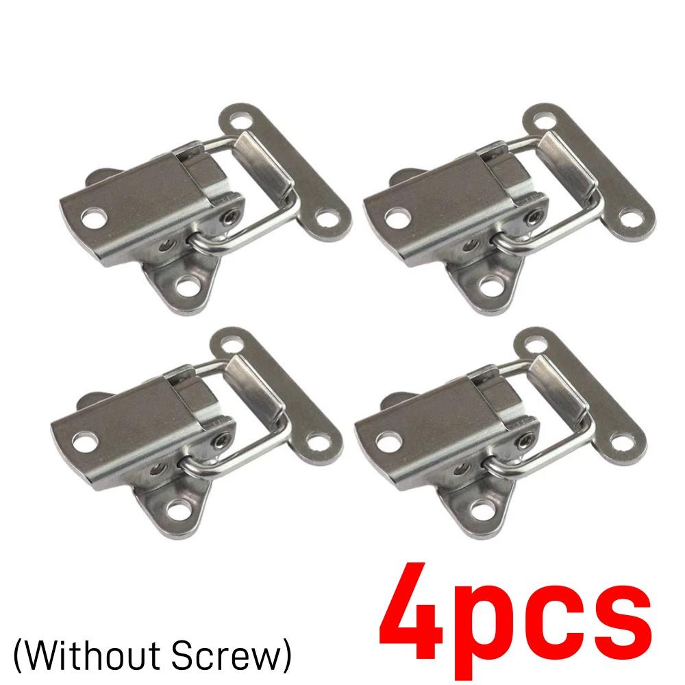 

10/4PCS Stainless Steel Cabinet Latch Hasp Luggage Storage Box Fixed Toggle Clasp Toolbox Hardware Box Toggle Latch Hook Tool